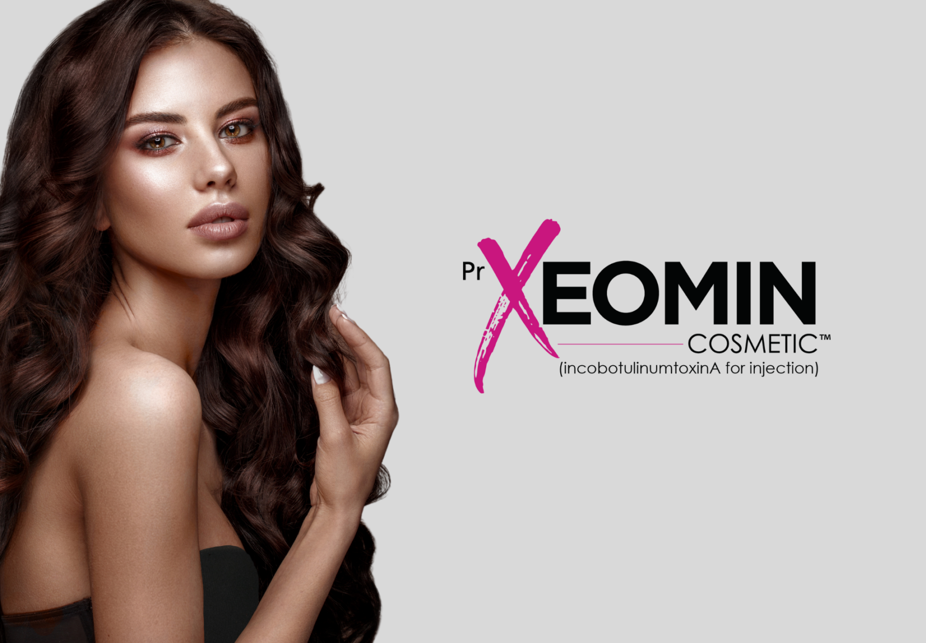 Xeomin logo with model woman.